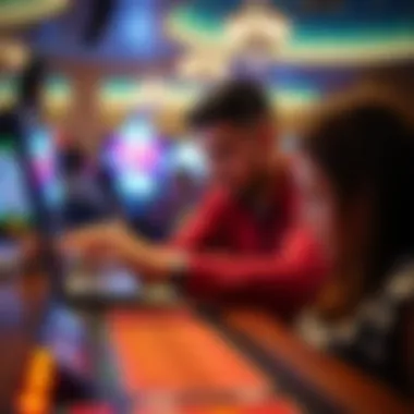 Close-up view of a user interacting with an online casino platform