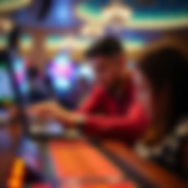 Close-up view of a user interacting with an online casino platform