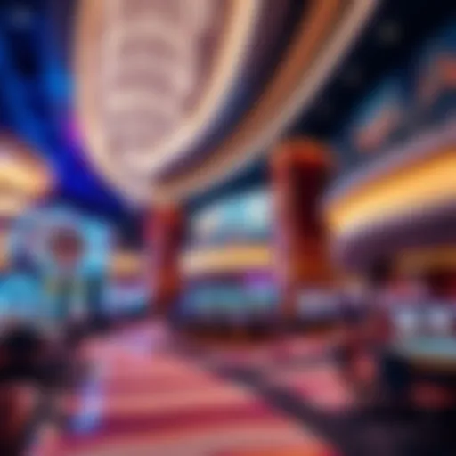 Elegant interior design of a modern casino showcasing vibrant lighting and architectural details