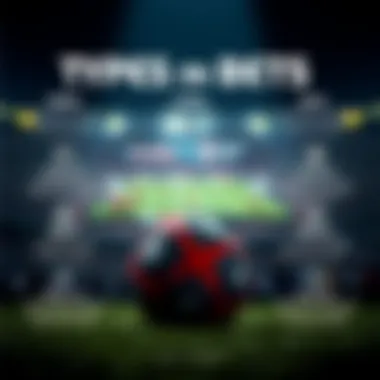 A dynamic infographic illustrating various types of football bets