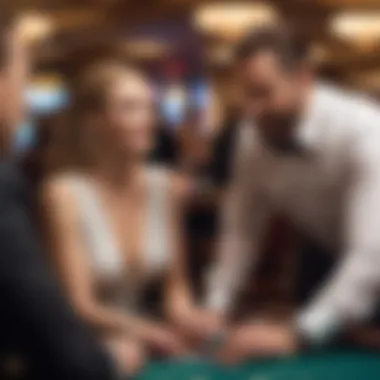 Casino host engaging with a high-roller at a gaming table