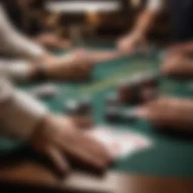 Close-up of dealer position at a Texas Hold'em table