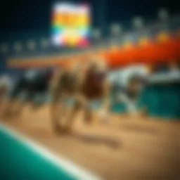 A greyhound racing down the track