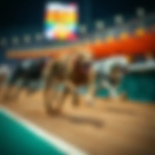 A greyhound racing down the track