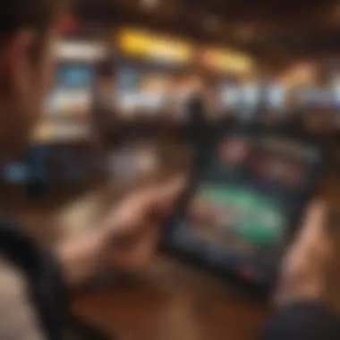 Engaging with Survey App A user engaging with a survey app on a tablet