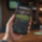 A high-tech interface showing the DraftKings Sportsbook app on a smartphone