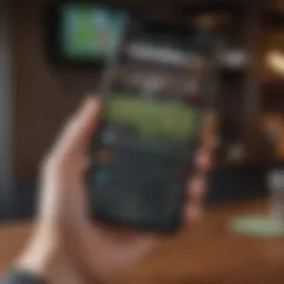 A high-tech interface showing the DraftKings Sportsbook app on a smartphone