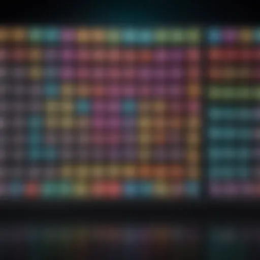 Colorful display of keno numbers on a digital screen