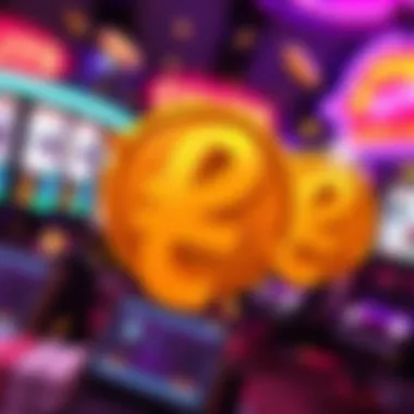 Illustration of a currency sign with free spins in motion