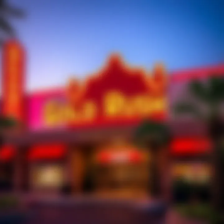 Exterior view of Gold Rush Casino showcasing its vibrant signage and inviting entrance.