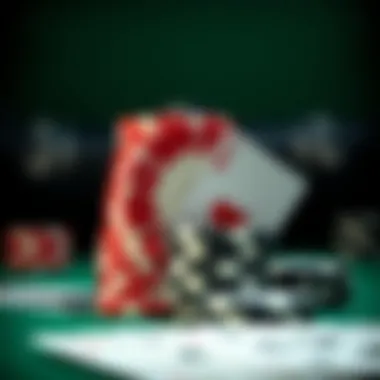 A close-up of poker chips and cards, symbolizing strategy and decision-making.