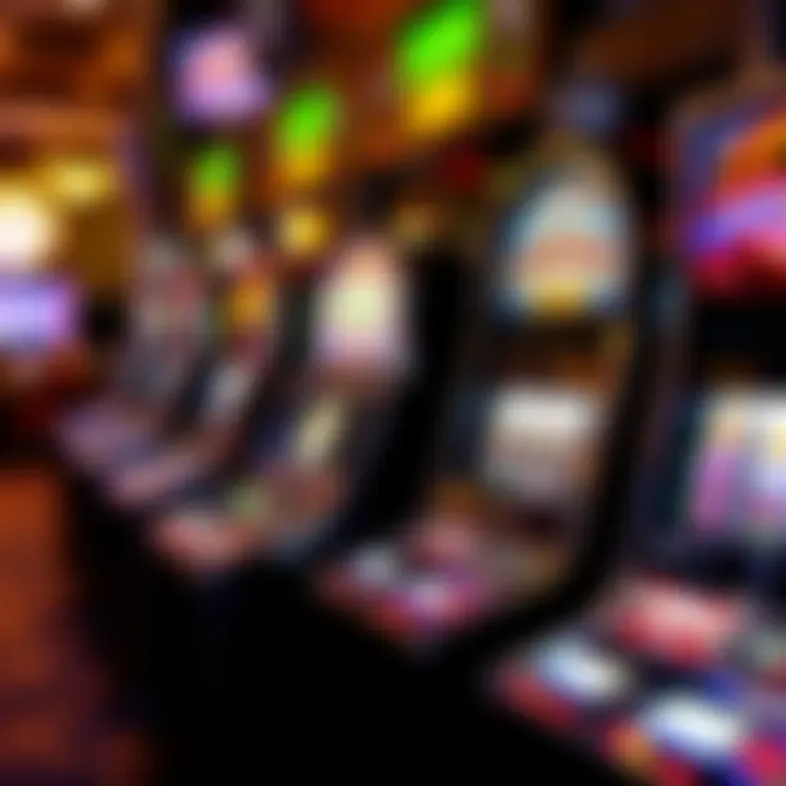 A vibrant array of classic and modern slot machines in a New York casino setting