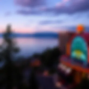 Scenic View of Lake Tahoe and Casino Scenic view of Lake Tahoe alongside a prominent casino