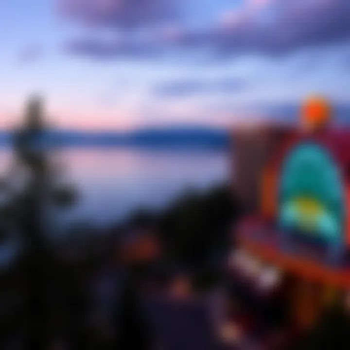 Scenic View of Lake Tahoe and Casino Scenic view of Lake Tahoe alongside a prominent casino