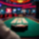 Virtual Three Card Poker table setup with cards