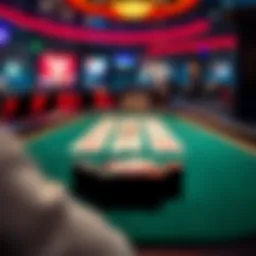 Virtual Three Card Poker table setup with cards