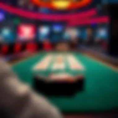 Virtual Three Card Poker table setup with cards