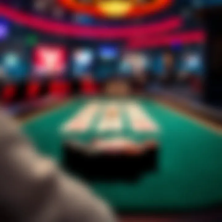 Virtual Three Card Poker table setup with cards