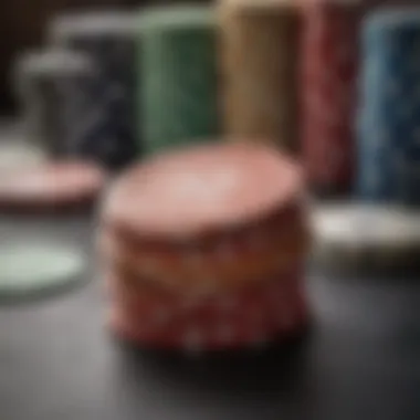 Close-up of poker chips and cards