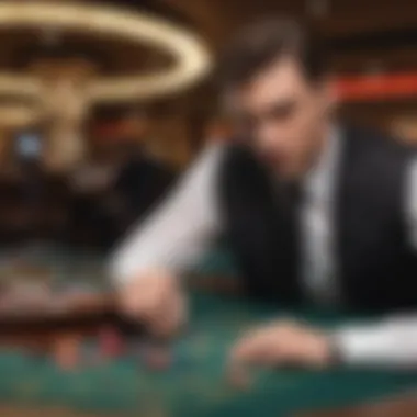 A player examining a roulette table