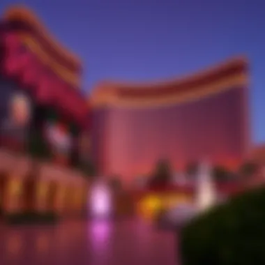 The iconic exterior design of The Wynn Las Vegas Casino showcasing its luxury architecture