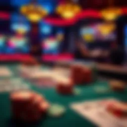 A vibrant online poker table showcasing various cards and chips