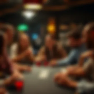 A group of friends enjoying a casual poker night, laughing and engaging.