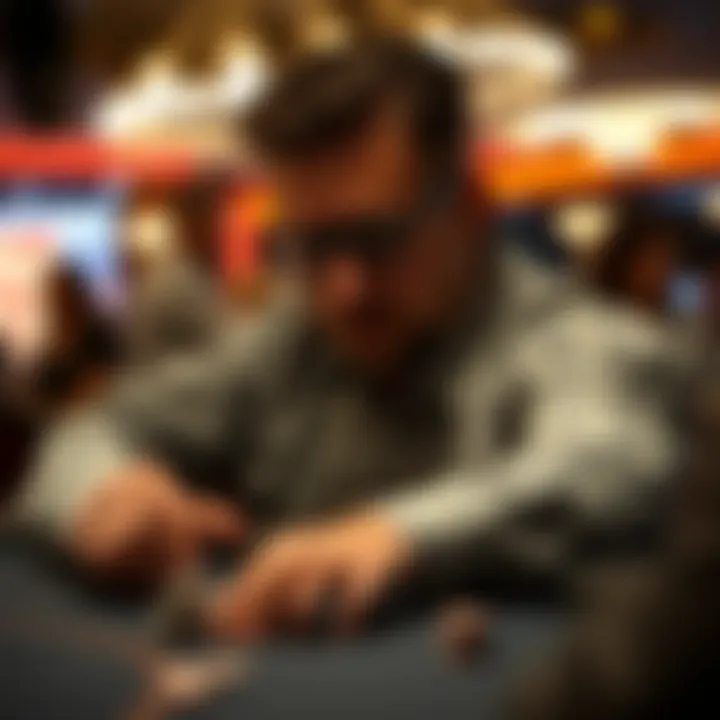 An expert player making a strategic decision at a poker table.