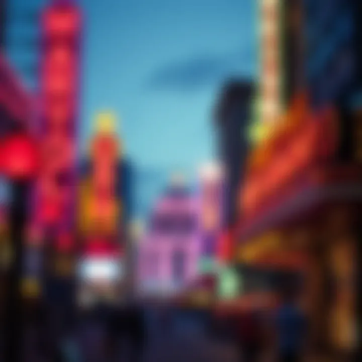 Fremont Street night view with neon lights illuminating the casino signs