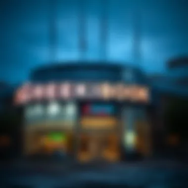 Exterior view of Greektown Sportsbook showcasing its modern design