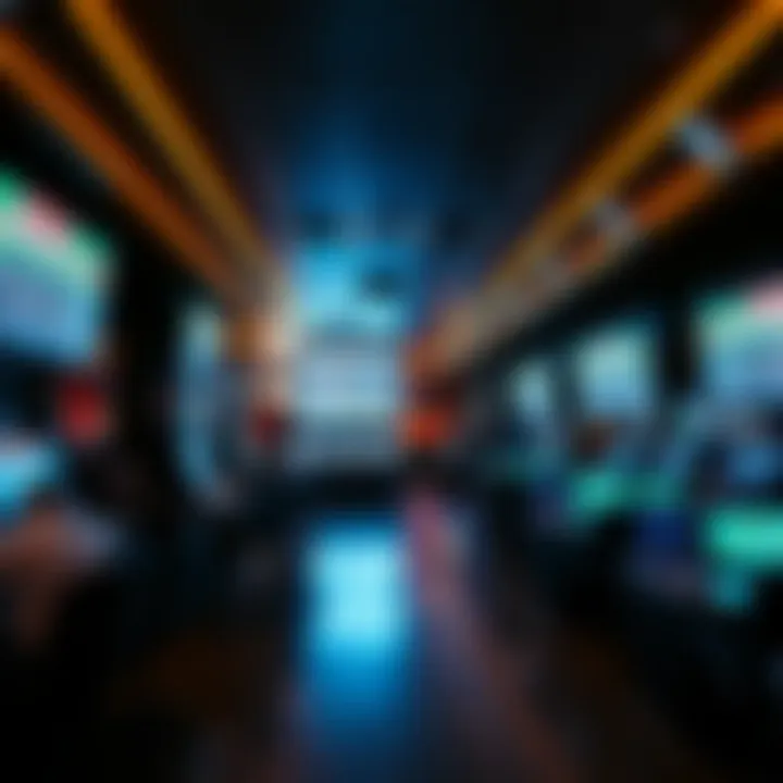 Interior layout of the betting area with screens displaying odds