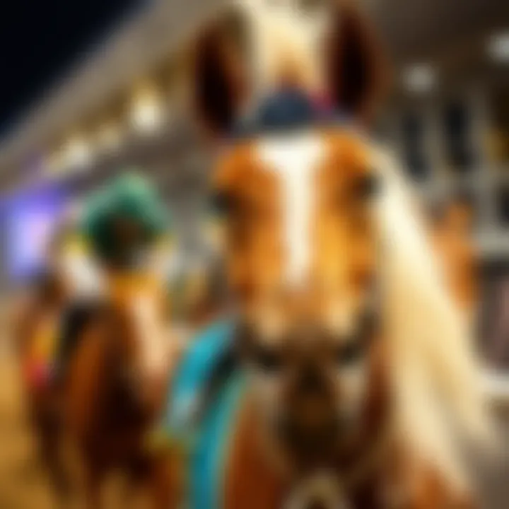 A close-up of a horse during a thrilling race