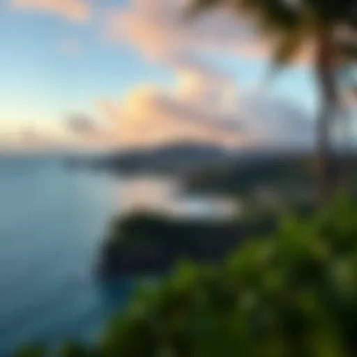 A serene Hawaiian landscape with digital gaming symbols overlay