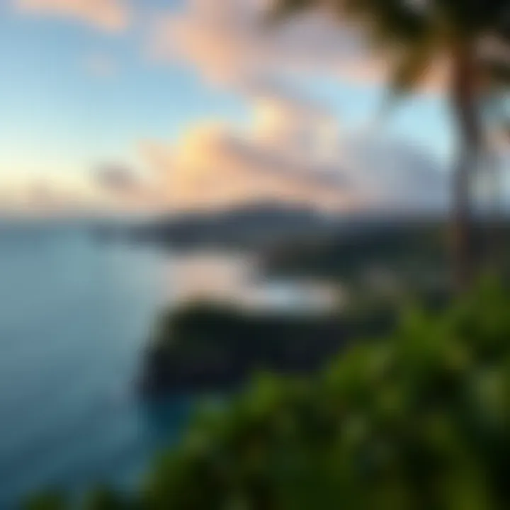 A serene Hawaiian landscape with digital gaming symbols overlay