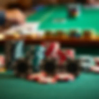 Strategic poker chips arranged in a winning formation