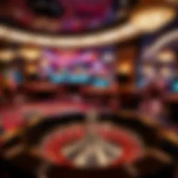 Interior view of a luxurious casino showcasing a roulette table