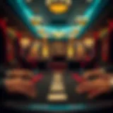 An elegant poker table set for a high-stakes game at Royal Flush Casino