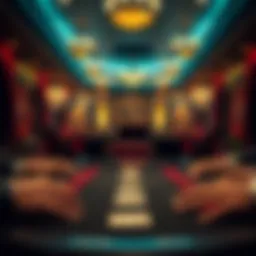 An elegant poker table set for a high-stakes game at Royal Flush Casino