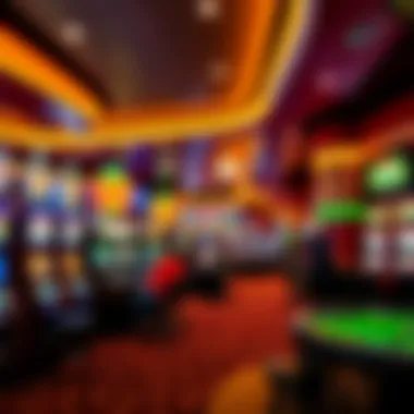 Vibrant gaming floor with various slot machines and gaming tables