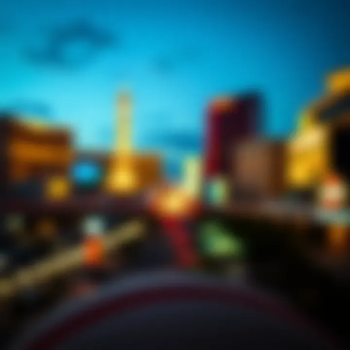 Las Vegas skyline with basketball theme