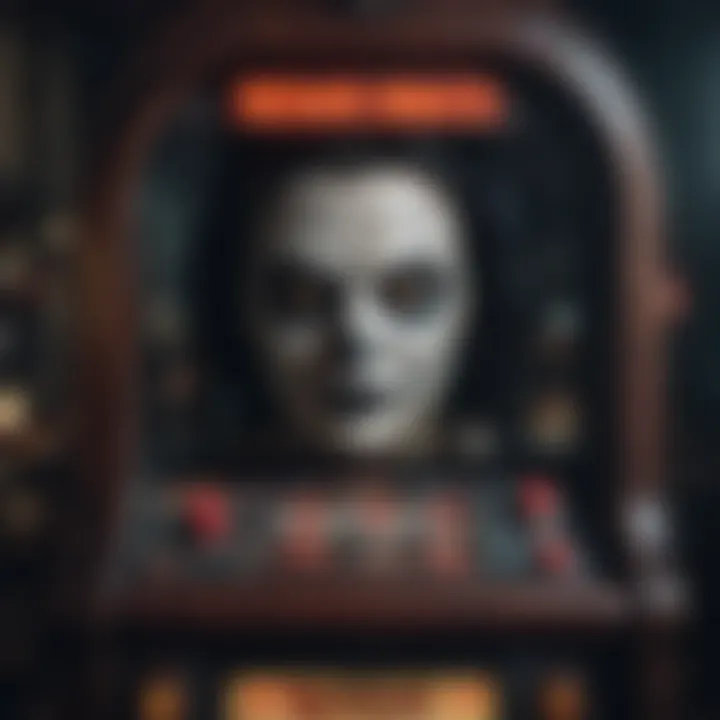 Close-up of a horror-themed slot game display