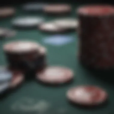 A close-up of poker chips and cards, symbolizing the stakes involved in angle shooting