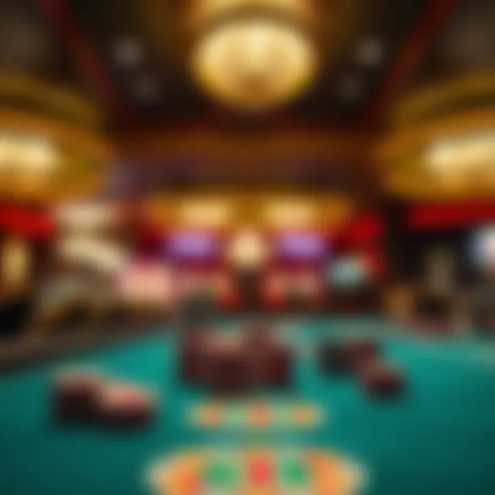 An artistic representation of a casino floor showcasing high-stakes gaming