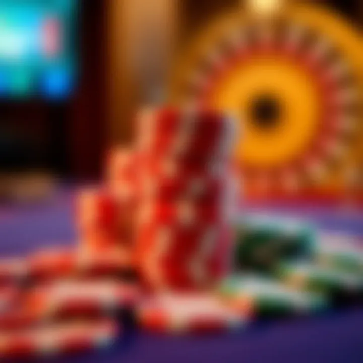 A vibrant display of high-value casino chips stacked elegantly