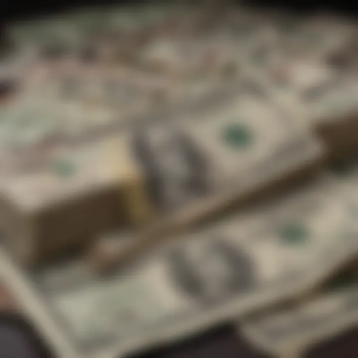 Close-up of prop money used in betting scenarios