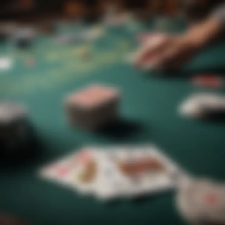 High-stakes poker table featuring prop money in play